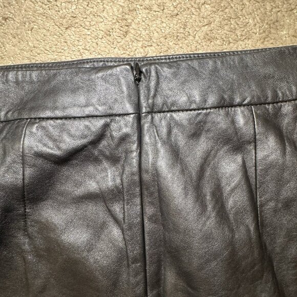 Ann Taylor Loft Genuine leather & fabric skirt size 8 retail $158 Black - Picture 6 of 6